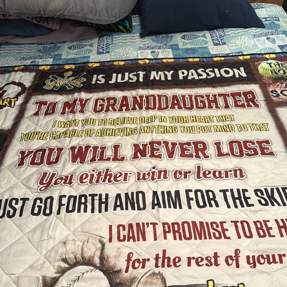 To my Granddaughter Softball Duvet